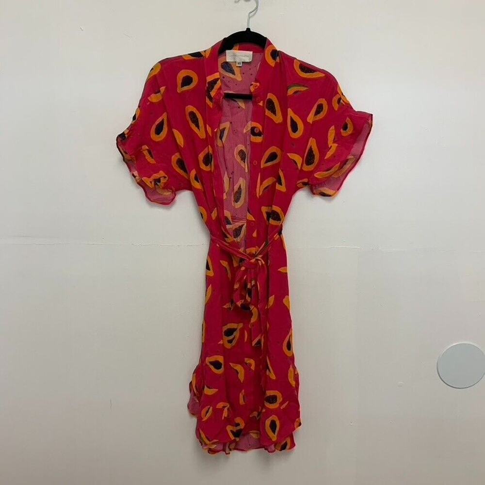 Coreylynncalter Midi Papaya Shirt dress Print Short Sleeve Dress Pink Size XS